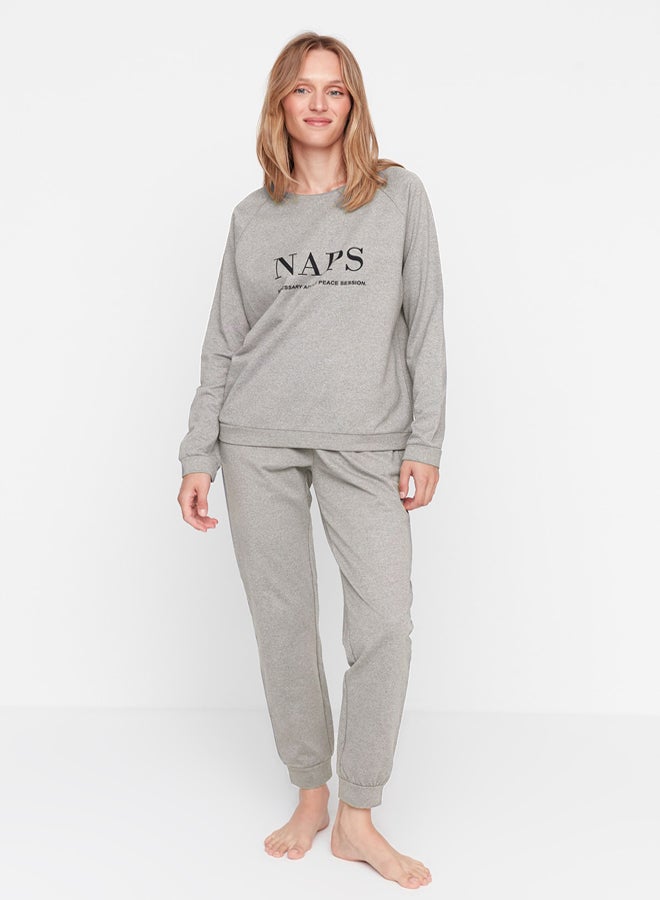 trendyol Pajama Set - Gray - Solid Color  - Image 2