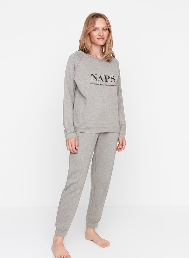 trendyol Pajama Set - Gray - Solid Color  - Image 4