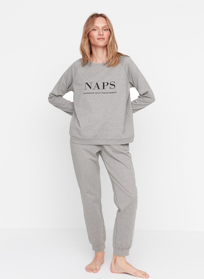 trendyol Pajama Set - Gray - Solid Color  - Image 1