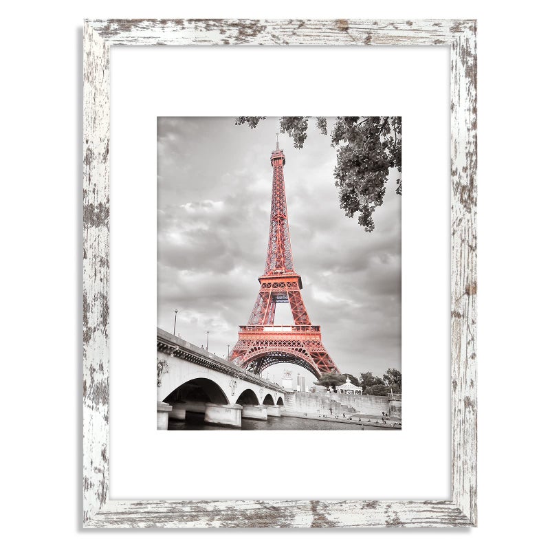 Luxdart 12x16 Rustic Picture Frames Solid Wood Display Pictures 12x16 Inch without Mat or 85x11 Diplomas with Mat Farmhouse Distressed Picture frame for Wall Mounting