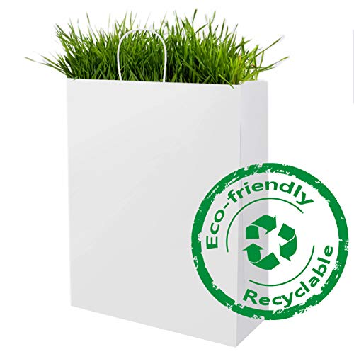 BagDream Kraft Paper Bags 13x7x17 50Pcs White Gift Bags with Handles Bulk Large for Shopping, Party Favors, Retail, Merchandise, Grocery Recyclable Paper Sacks - Image 5