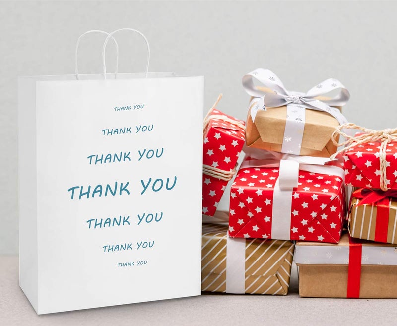 BagDream Kraft Paper Bags 13x7x17 50Pcs White Gift Bags with Handles Bulk Large for Shopping, Party Favors, Retail, Merchandise, Grocery Recyclable Paper Sacks - Image 4