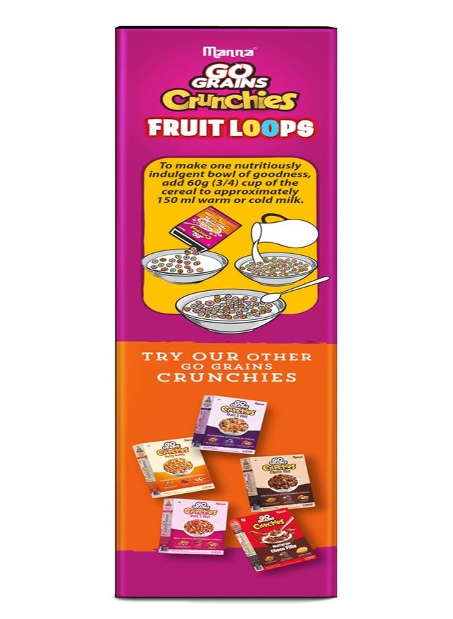 Manna Go Grains Crunchies Fruit Loops. Multigrain Breakfast Cereal for Kids. No Maida, Made with 9 Grains. Fortified Cereal with 50% RDA of 23 Essential Vitamins and Minerals in every bowl. 250g - Image 3