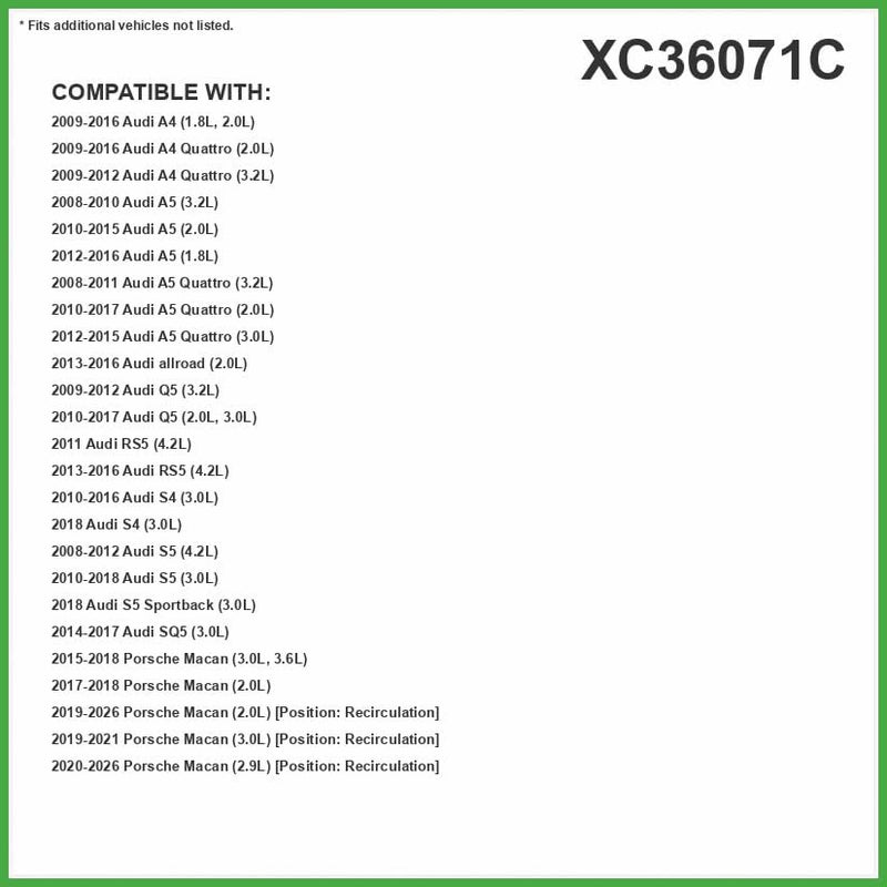 فلتر هواء المقصورة الفاخر XC36071C مع مزيل الروائح الكربون النشط، مناسب لأودي Q5 2009-2017، أودي A4 كواترو 2009-2016، أودي A5 كواترو 2008-2017، أودي A4 2009-2016، أودي S5 2008-2018، أودي S4 2010-2018 - Image 2