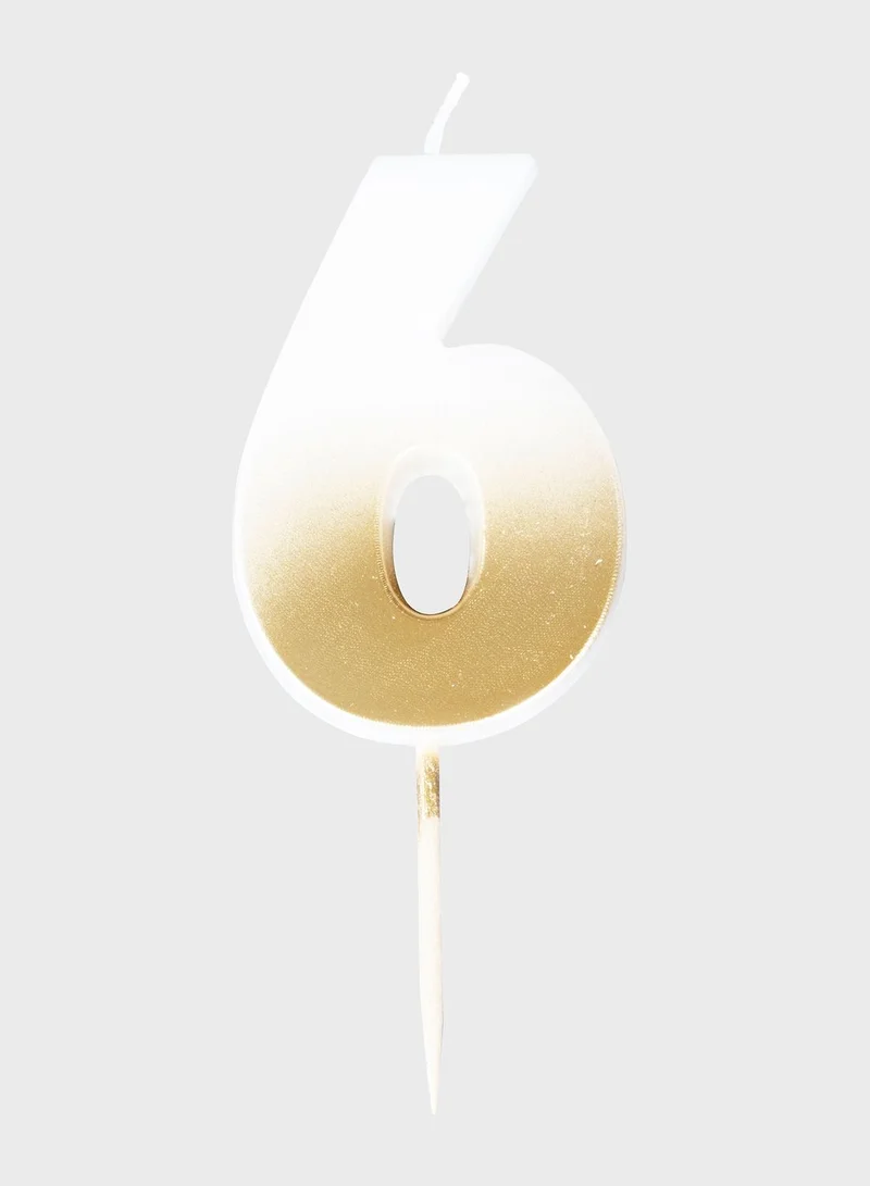 Ginger Ray Gold Ombre Number Candle - 6