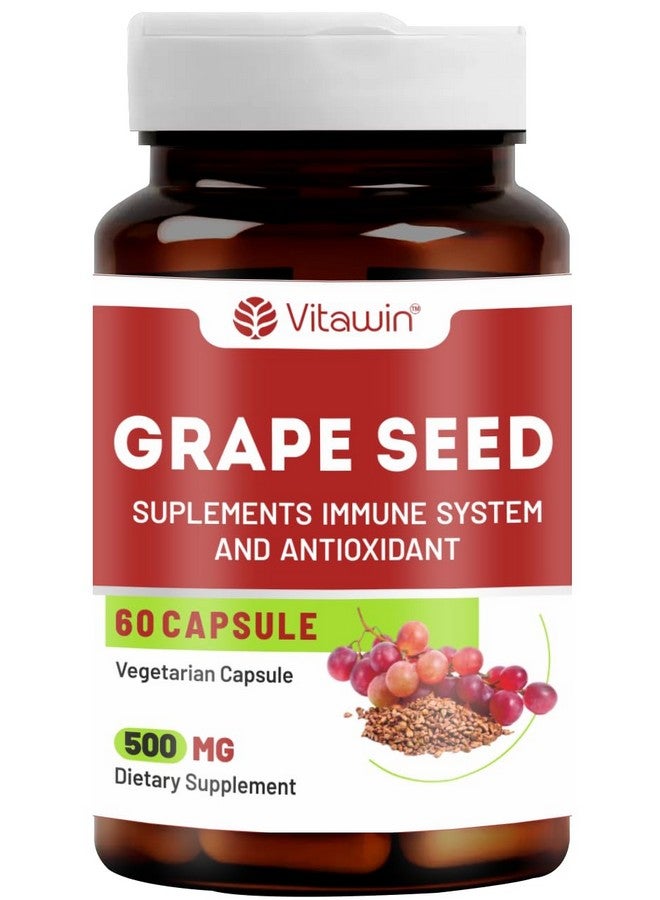 VitaWin Grape Seed For Immunity and Anti-Oxidant Support, Natural Herbal, 500 mg, Veg - 60 Capsules Nutrition Supplement - Image 1