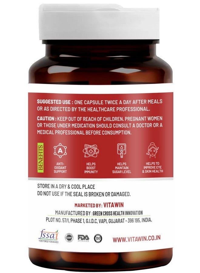 VitaWin Grape Seed For Immunity and Anti-Oxidant Support, Natural Herbal, 500 mg, Veg - 60 Capsules Nutrition Supplement - Image 2