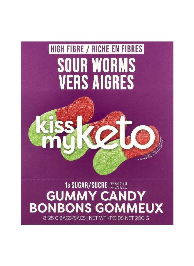 Kiss My Keto Kiss My Keto, Gummy Candy, Sour Worms, 8 Bags, 0.88 oz (25 g) Each  - Image 1