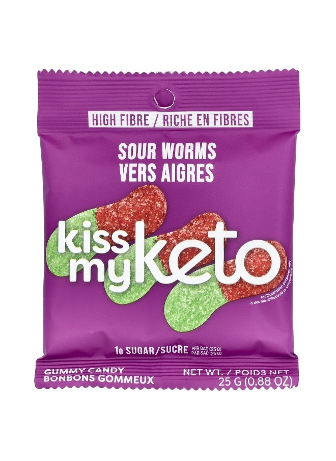 Kiss My Keto Kiss My Keto, Gummy Candy, Sour Worms, 8 Bags, 0.88 oz (25 g) Each  - Image 3