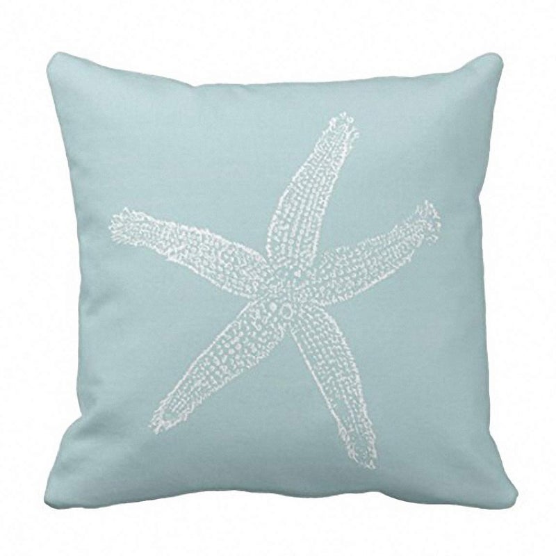 Emvency Throw Pillow Cover Green Star Vintage Starfish Pastel Seafoam Blue Fish Decorative Pillow Case Home Decor Square 16 x 16 Inch Pillowcase - Image 1