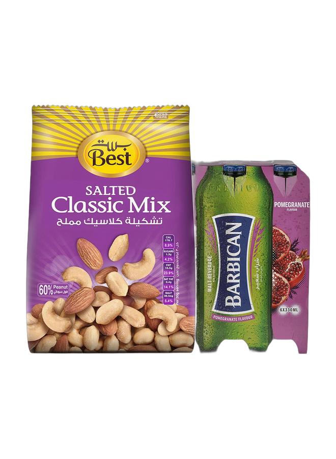 noon Best Salted Classic Mixed Nuts 300grams + Barbican Pomegranate Flavoured Non-Alcoholic Malt Beverage NRB Pomegranate 330ml Pack of 6 - Image 1