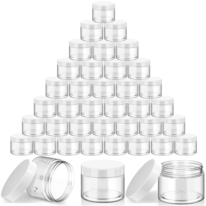 Satinior 36 Pieces Plastic Jars with Lids Round Clear Container Leak Proof Airtight Cosmetic Small Empty Jars for Lotions Ointments Travel Toiletries Creams Make up Storage 1 oz White