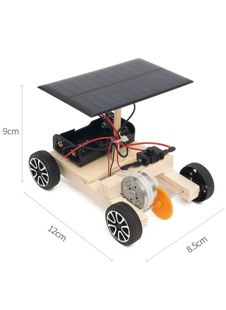 Generic Wooden Puzzle Car Solar Racing Car Educational Puzzle Game Electric Motor Dual Power DIY Experimental Solar Electric Car Model for Children Teenagers and Adults  - Image 4