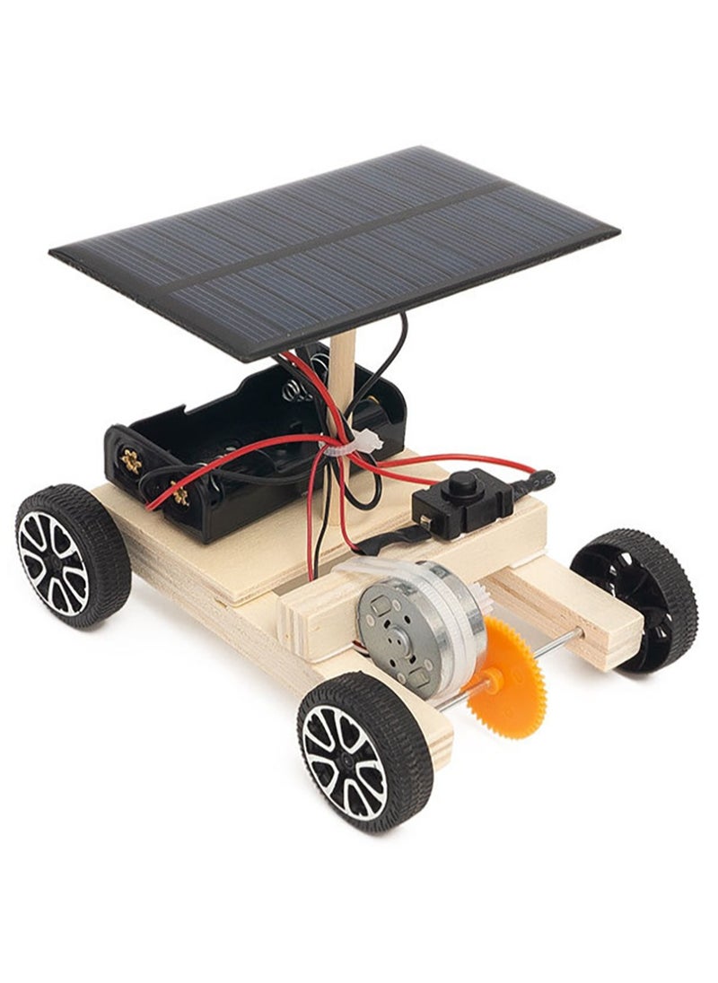 Generic Wooden Puzzle Car Solar Racing Car Educational Puzzle Game Electric Motor Dual Power DIY Experimental Solar Electric Car Model for Children Teenagers and Adults  - Image 2