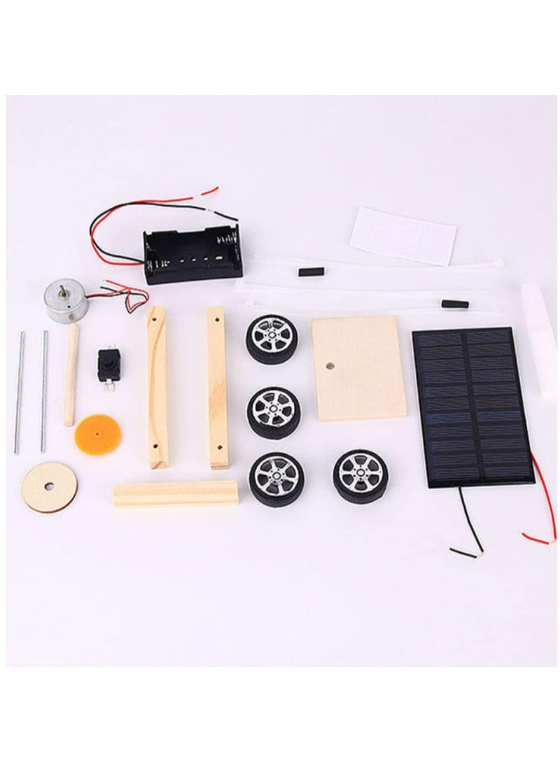 Generic Wooden Puzzle Car Solar Racing Car Educational Puzzle Game Electric Motor Dual Power DIY Experimental Solar Electric Car Model for Children Teenagers and Adults  - Image 5