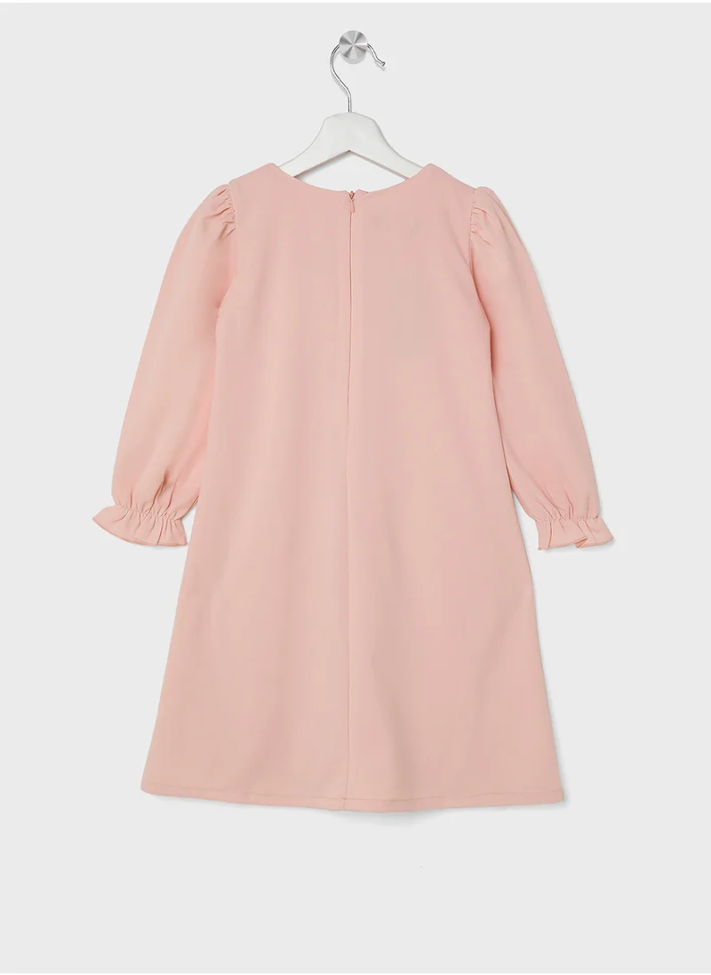 ليتل جولدن ابل Little Full Sleeves With Flower Dress
