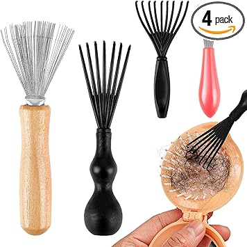 Andibro 4 Pcs Hair Brush Cleaner Tool Set Hairbrush Cleaning Claws Rake Design Brush Cleaner Comb Cleaning Brush Remover Mini Hair Instrument for Removing Hairs Dust Dirt Lint Home Salon - Image 1