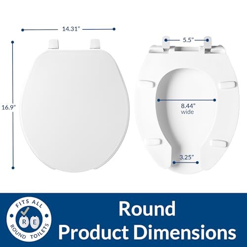 BEMIS 75 Commercial Open Front Plastic Toilet Seat, Heavy Duty Industrial Seat with Lid, Round, White - Image 4
