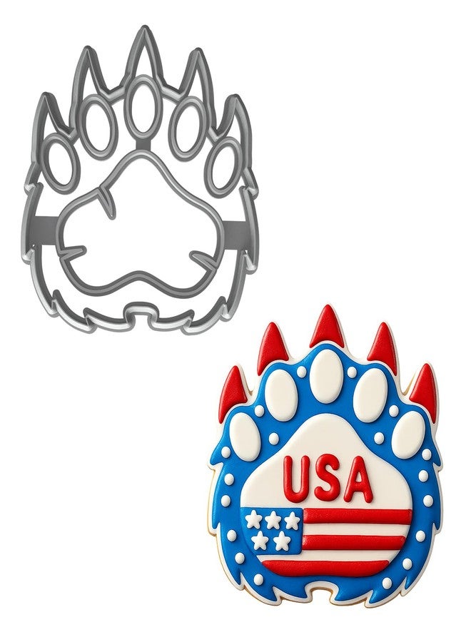 Mighty Gadget Bear Claw Cookie Cutter & Stamp - 4x3.59" (Random Color), Wild Animal Paw Baking Tool - Image 1