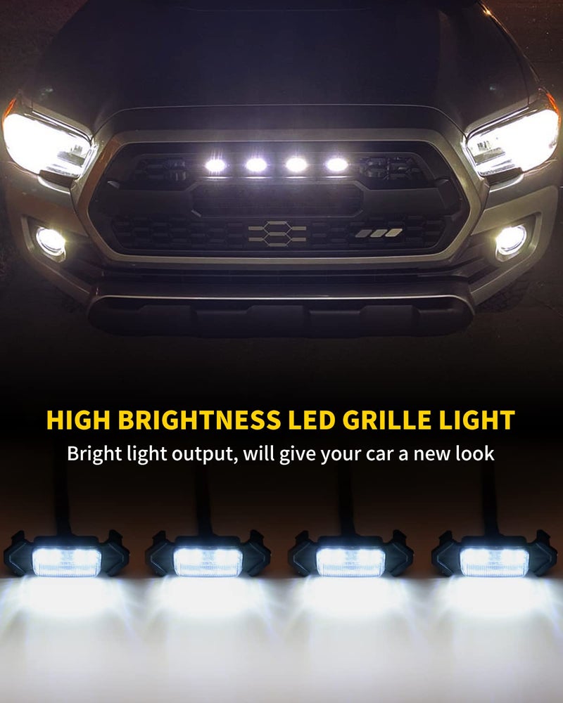 MEALAM White LED Lights 4PCS Front Grille Raptor Lamps Car Accessories with Harness and Fuse, Compatible with 2016 2017 2018 2019 Toyotaa Tacoma TRD Pro - Image 2