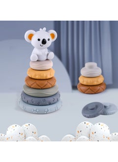 Y&D Stacking Nesting Circle Toy, 7 PCS Soft Squeeze Building Blocks Sensory Toys, Early Learning Color Pattern Montessori Learning, Natural Brain Development, Educational Toy  - Image 3