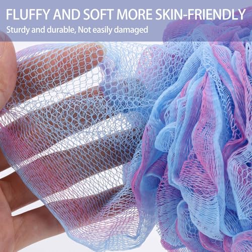 BTYMS 4Pcs Loofah Sponge 60g/pc Bath Puffs Shower Scrunchies Mesh Pouf for Shower - Image 3
