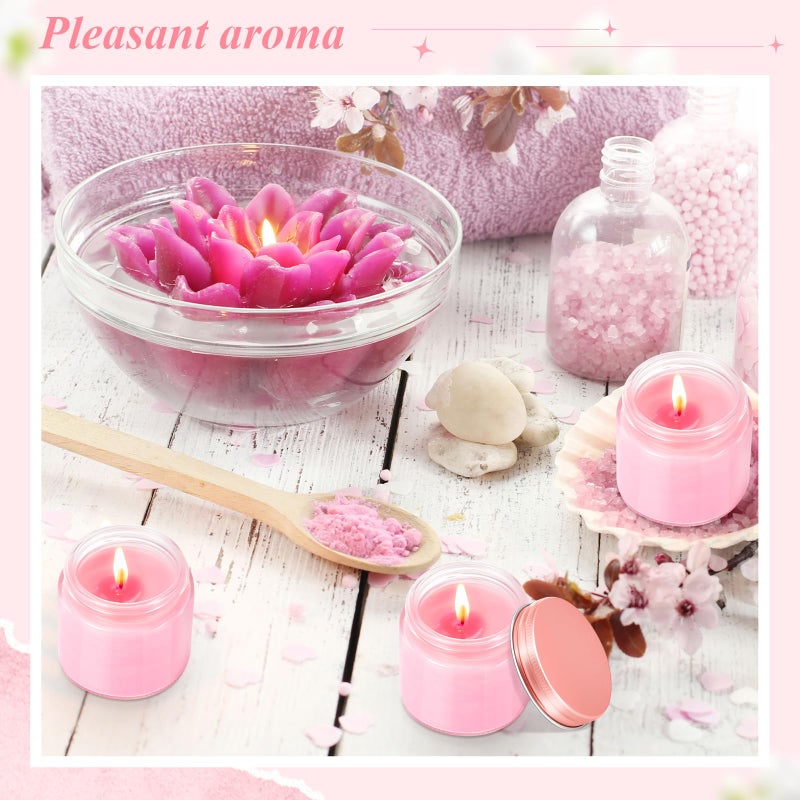 Conelist 24 Pcs Mini Mason Jar Candles Bulk 4 oz Scented Wax Candles Gift Small Soy Scented with Lid Decoration for Wedding Birthday Baby Shower, Freesia, Jasmine, Lavender(Pink) - Image 3