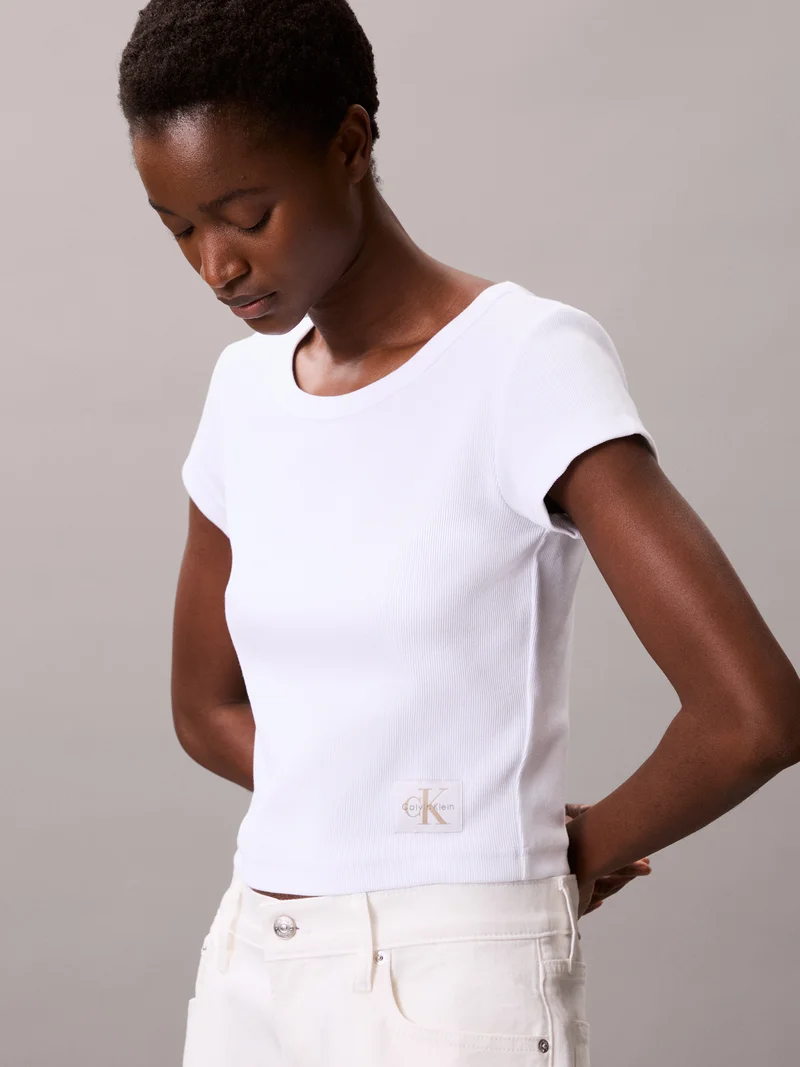 Calvin Klein Jeans Slim Ribbed Cotton Badge T-Shirt