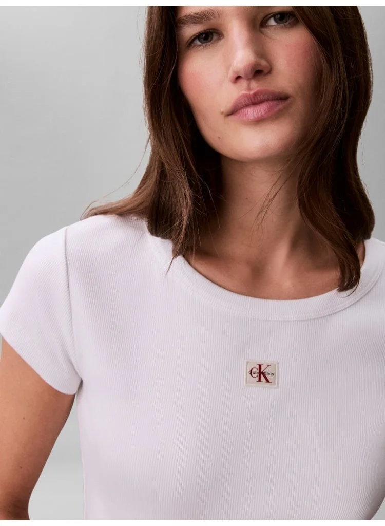 Calvin Klein Jeans Slim Ribbed Cotton Badge T-Shirt