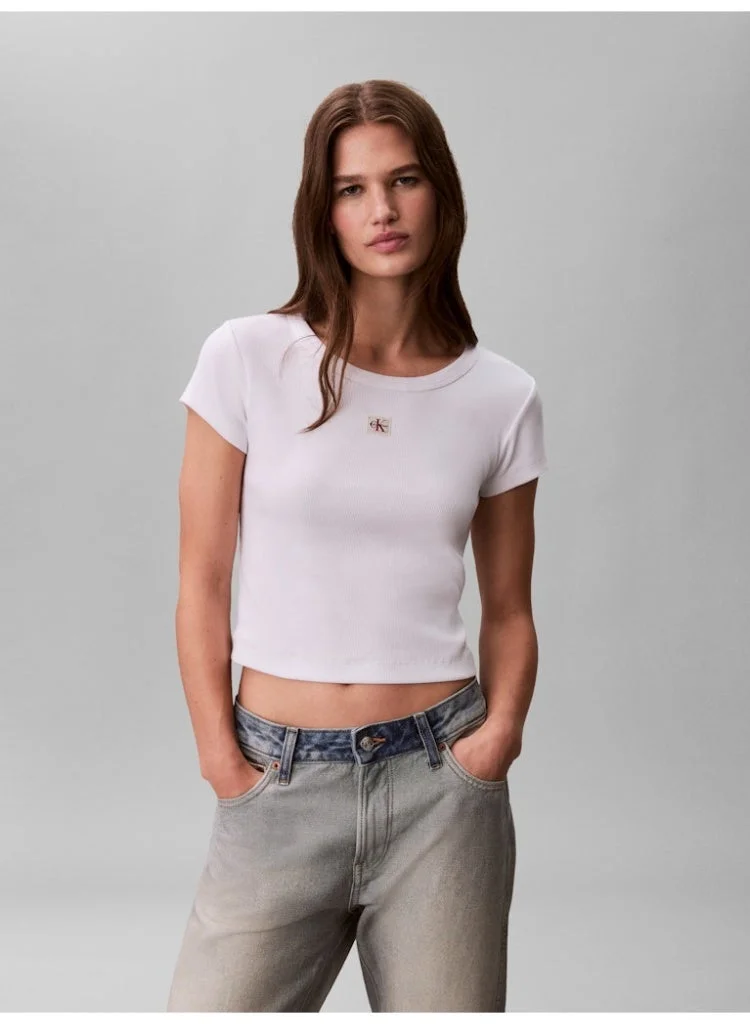 Slim Ribbed Cotton Badge T-Shirt