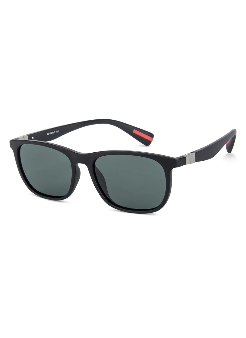 فينسينت تشيس VINCENT CHASE EYEWEAR By Lenskart | Full Rim Wayfarer Branded Latest and Stylish Sunglasses | Polarized and 100% UV Protected | Men & Women | Large | LA S13163 (Color:-Black/Lens Green)-Pack of 1