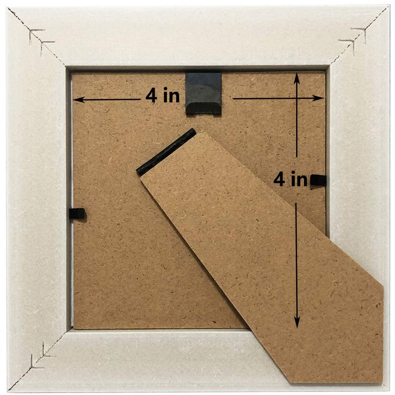 FRAMEWOLD Square Picture Frame 4x4 Photo Frame Brown Desktop Display Mount on The Wall.Plastic Panel (not Glass).Tips, Please Peel Off The Panel's Protective Film,Words on the Film Affect the Use. - Image 2