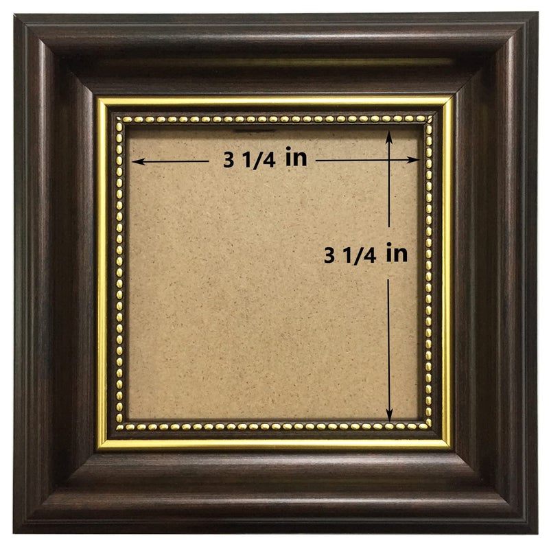 FRAMEWOLD Square Picture Frame 4x4 Photo Frame Brown Desktop Display Mount on The Wall.Plastic Panel (not Glass).Tips, Please Peel Off The Panel's Protective Film,Words on the Film Affect the Use. - Image 1