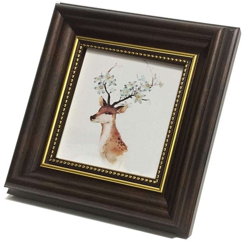 FRAMEWOLD Square Picture Frame 4x4 Photo Frame Brown Desktop Display Mount on The Wall.Plastic Panel (not Glass).Tips, Please Peel Off The Panel's Protective Film,Words on the Film Affect the Use. - Image 4