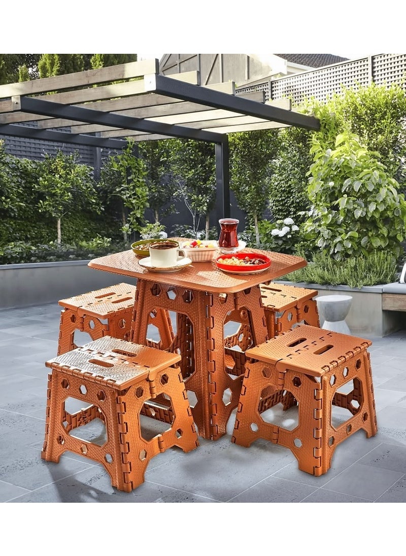 5DM - Portable Plastic Foldable Hunting Fish Camping Picnic Game Table Folding Coffee Table Set 4+1 - Image 1