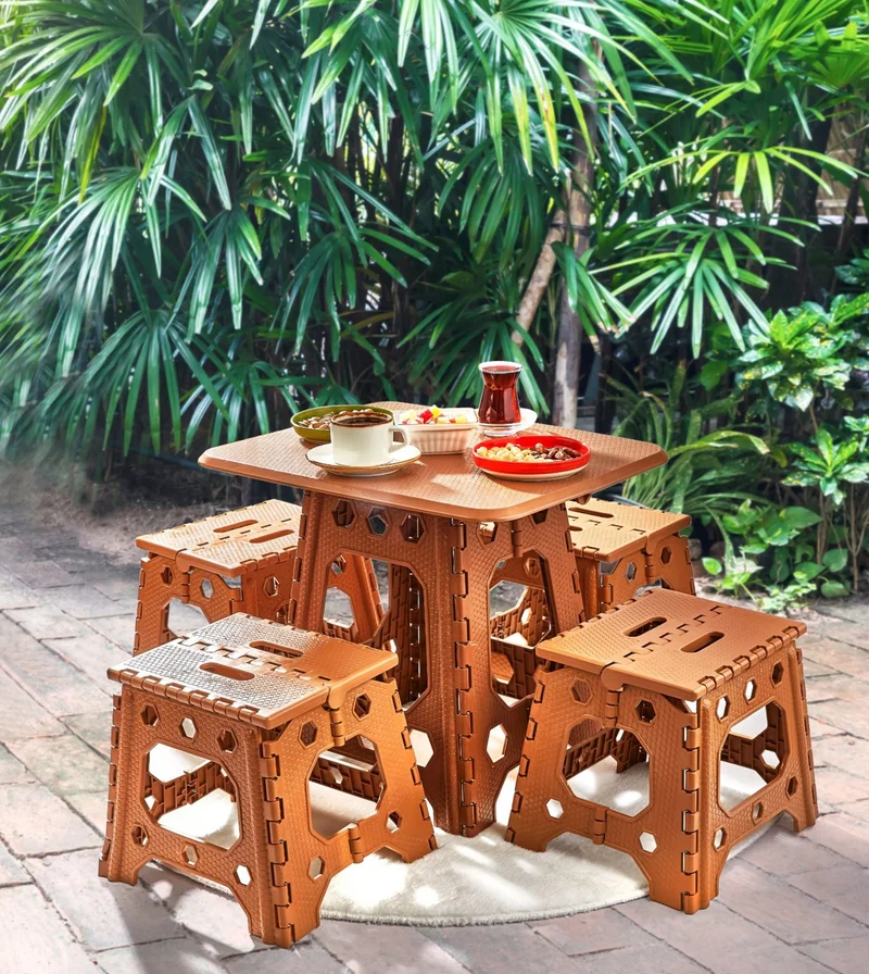 5DM Portable Plastic Foldable Hunting Fish Camping Picnic Game Table Folding Coffee Table Set 4+1