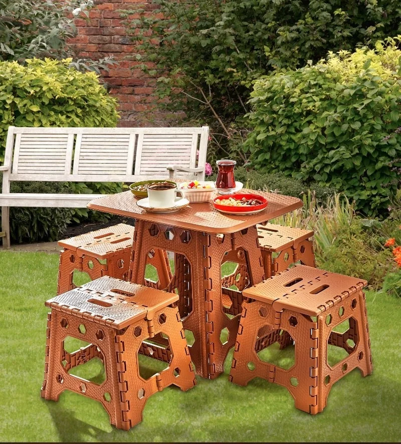 5DM Portable Plastic Foldable Hunting Fish Camping Picnic Game Table Folding Coffee Table Set 4+1