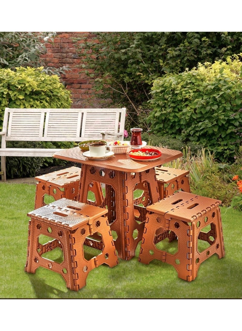 5DM - Portable Plastic Foldable Hunting Fish Camping Picnic Game Table Folding Coffee Table Set 4+1 - Image 1