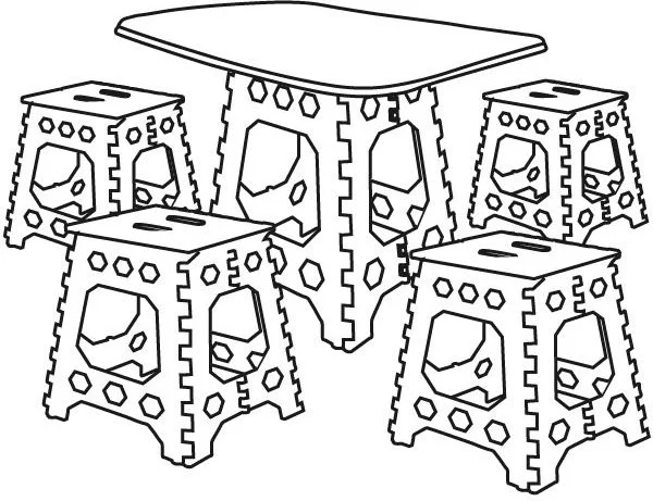 5DM Portable Plastic Foldable Hunting Fish Camping Picnic Game Table Folding Coffee Table Set 4+1