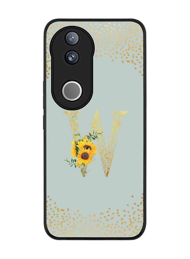 Stylizedd For Vivo V50 / vivo V50e 5G Case,Slim fit Camera Protection, Shockproof Thin Phone cover  - Custom Floral Monogram - W  (Light Grey ) - Image 1
