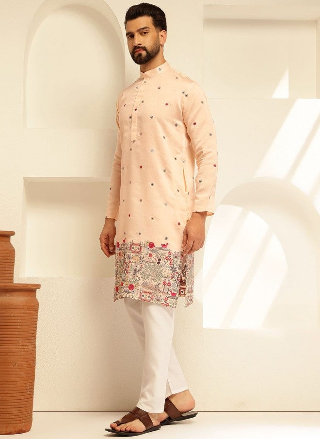 Sojanya Floral Embroidered Kurta and Pyjama Set for Men - Image 5