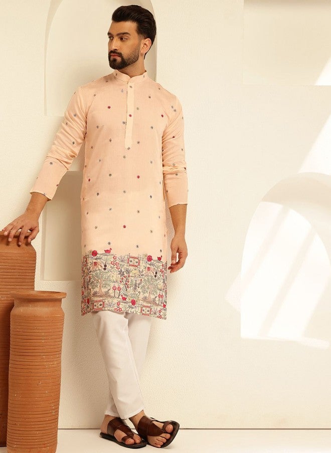 Sojanya Floral Embroidered Kurta and Pyjama Set for Men - Image 4