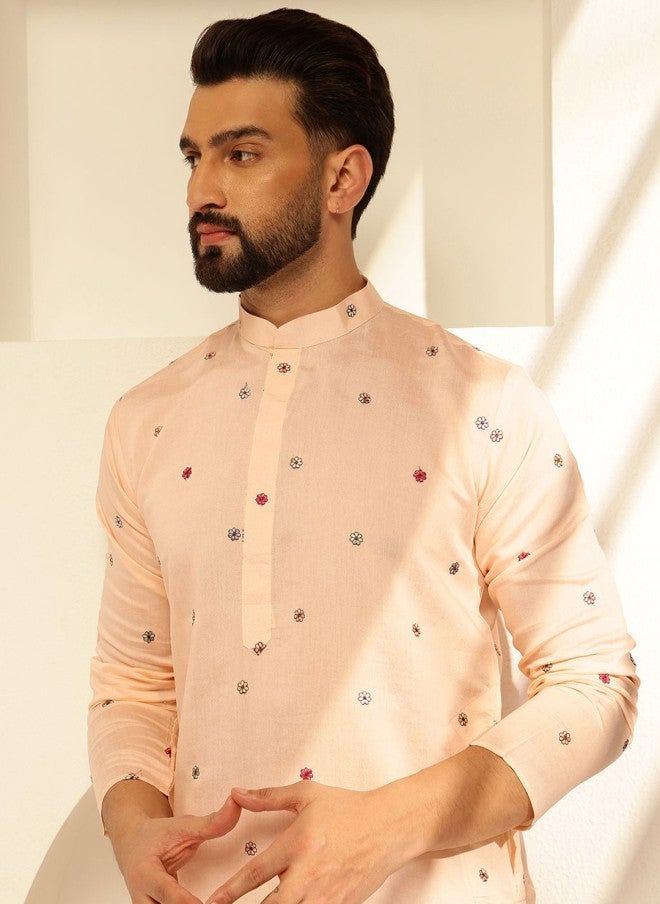 Sojanya Floral Embroidered Kurta and Pyjama Set for Men - Image 2
