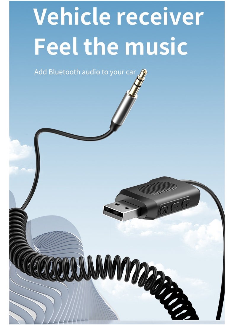 Generic Aux Bluetooth Adapter for Automotive, Automotive Bluetooth Adapter 5.4 Transmitter Receiver, 3.5mm AUX Wireless Audio Transceiver Transmitter Black, Lossless Music USB to 3.5mm Jack Audio Adapter, Built-in Microphone for Car Kit/Home Stereo/Hands-free Call Speaker  - Image 2