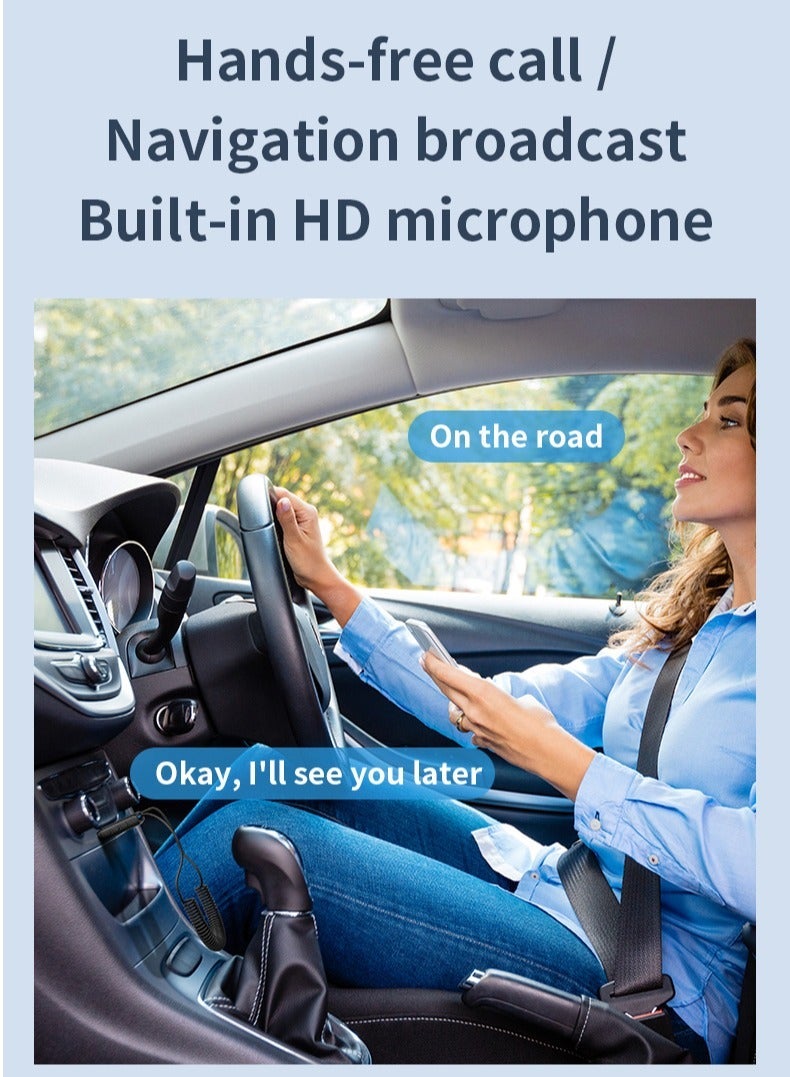 Car Aux Bluetooth Adapter, Noise Cancelling Bluetooth 5.4 Receiver, Lossless Music USB to 3.5mm Jack Audio Adapter with Built-in Microphone for Car Kit/Home Stereo/Hands-Free Call Speakerphone - Image 3
