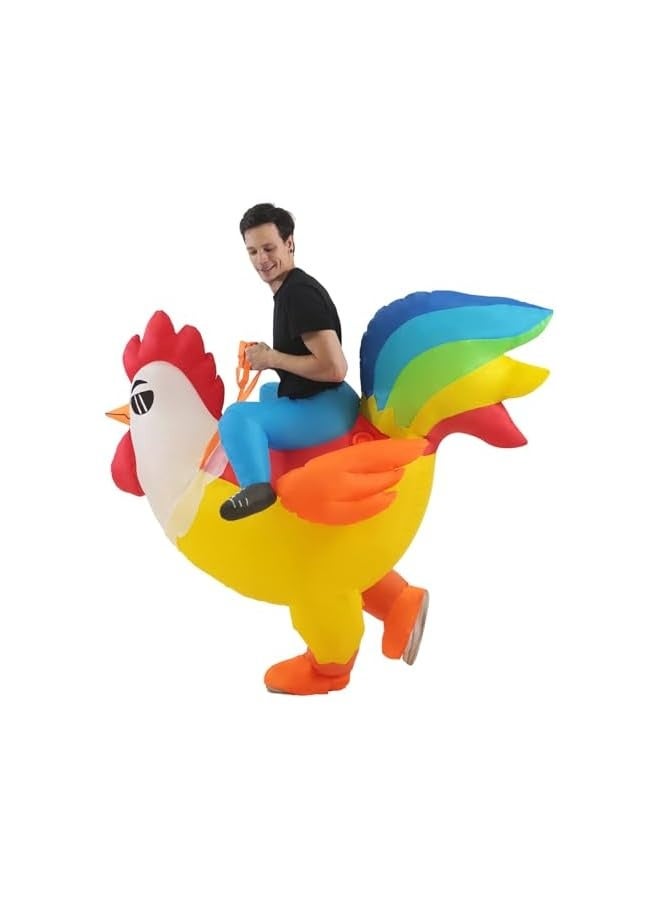 Loquat Inflatable Chicken Costume Funny Rooster Costume Riding Chicken Costume  Costumes Men Women Blow up Costumes  - Image 3