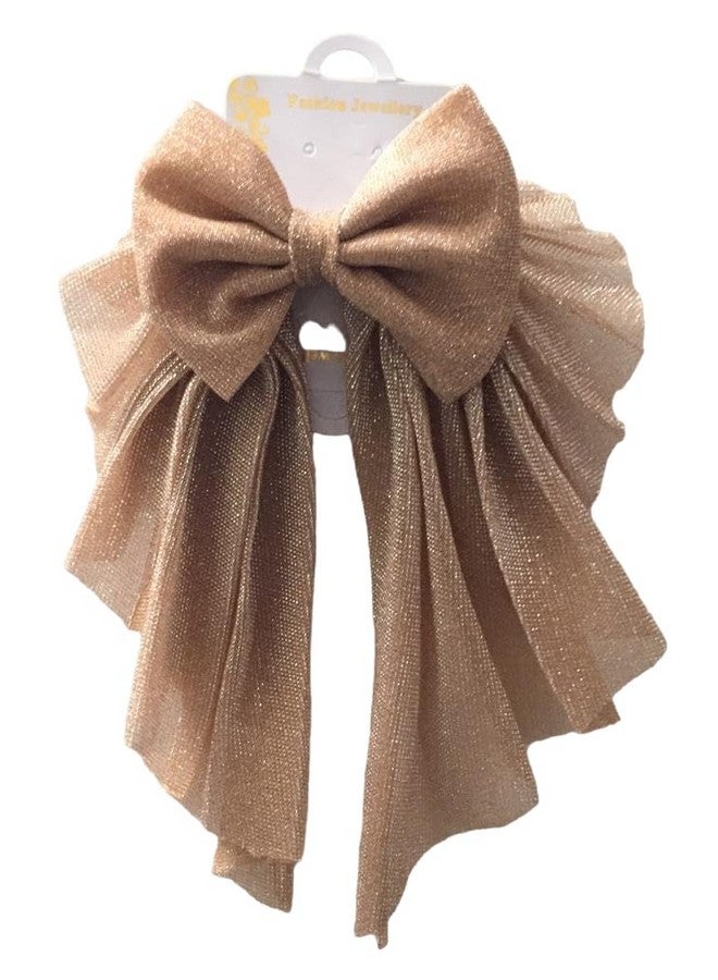 AKSHAR E-MART Hair Bows For Women, Luxury Silky Satin Hair Bow Clips, Cute Hair Accessories For Girls (Shining Brown) - Image 1