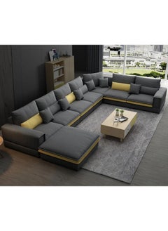Comfynest Modern U Shape Sofa Set 8 Seater For Your Living Room (Yellow Grey)  - Image 1