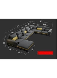 Comfynest Modern U Shape Sofa Set 8 Seater For Your Living Room (Yellow Grey)  - Image 3