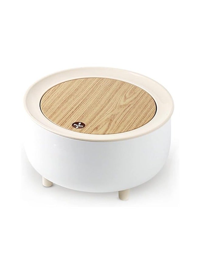 Mini Trash Can with Lid, Round Cute Wastebasket, Small Desktop Garbage Can Tiny Countertop Trash Bin for Table Bedroom Office  - Image 1
